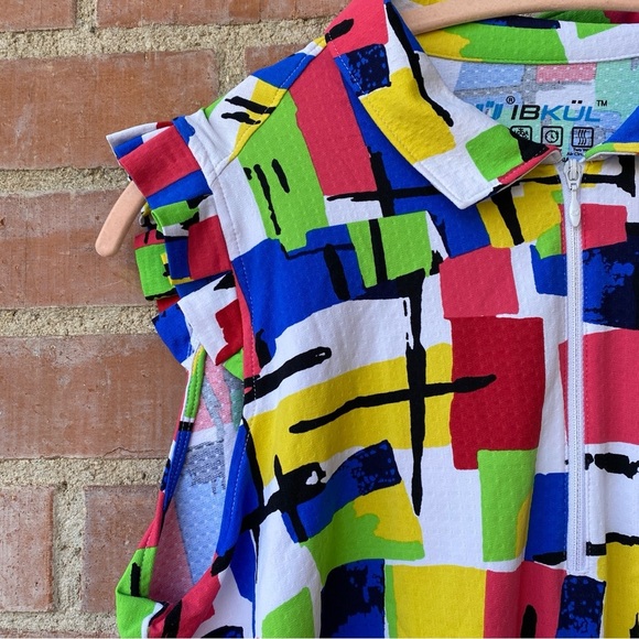 IBKUL UPF Top Women's L Multicolor Ruffle Golf Tennis Pickleball Cooling - Picture 2 of 5